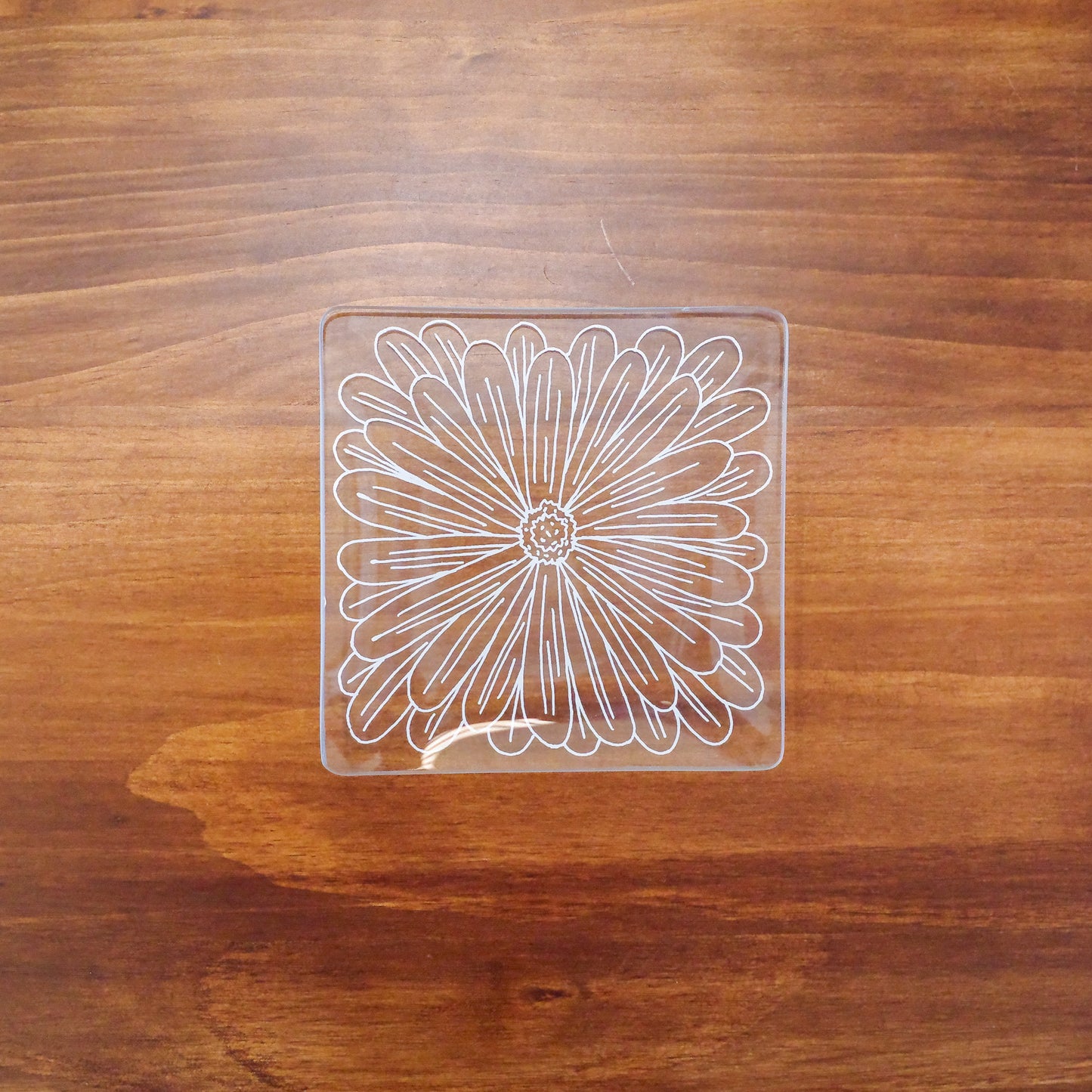 5" square geometry pattern plate | 5寸方形透底玻璃碟