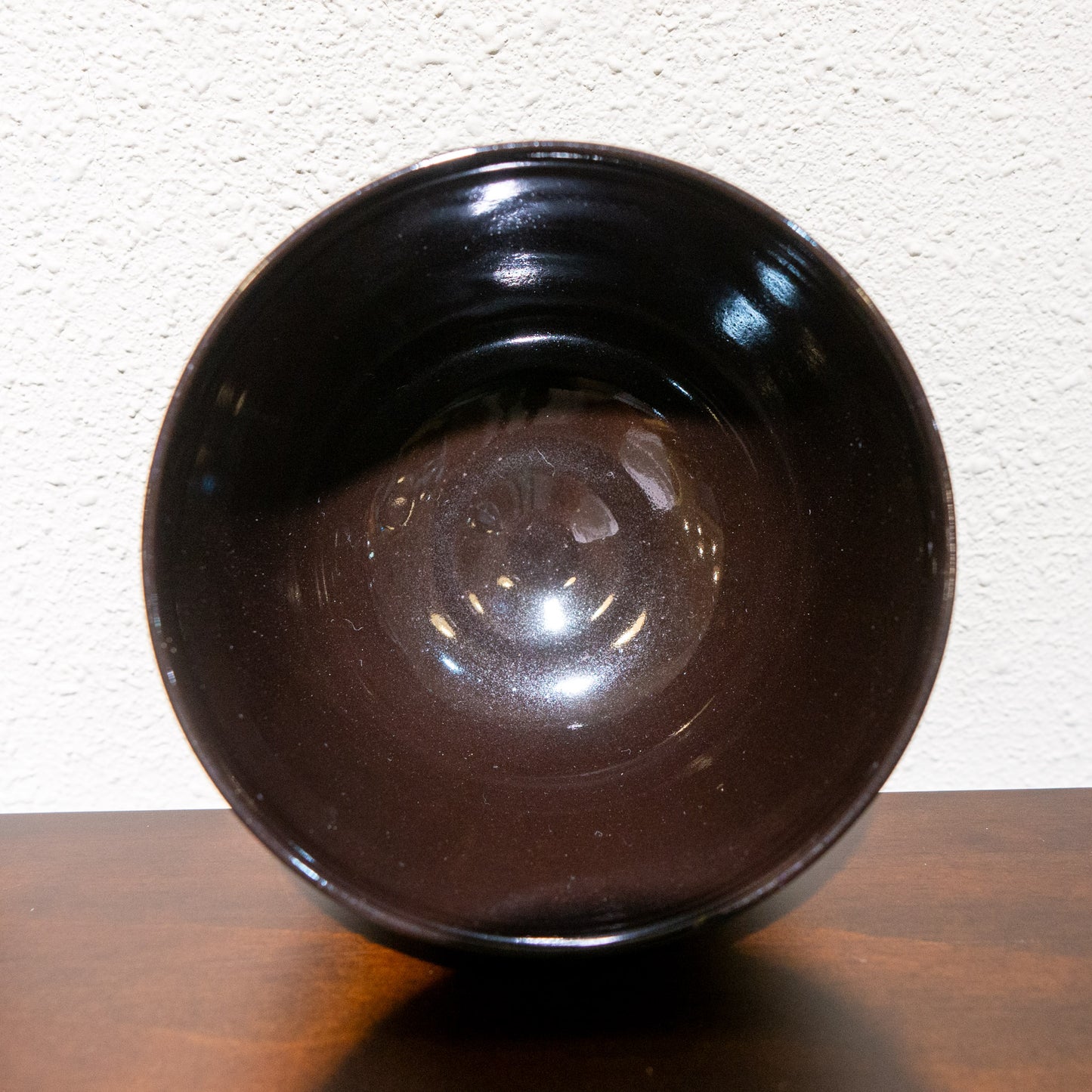 ✿ 京焼 広谷窯造 黒釉金彩引紋帳茶碗 ❀