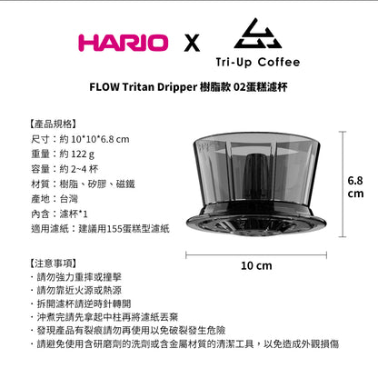HARIO | V60 02 Tri-Up FLOW Tritan Flow Resin Dripper (For 2-4 Cups)